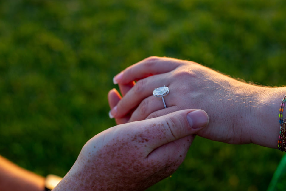 Lydia’s engagement ring in the evening light